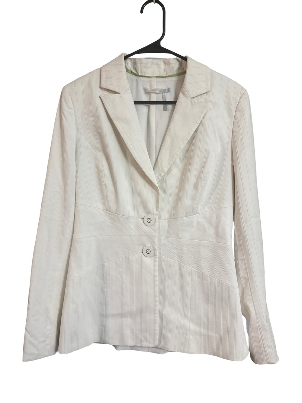 Classiques Entier Cream Pinstripe Tailored Two-Button Blazer